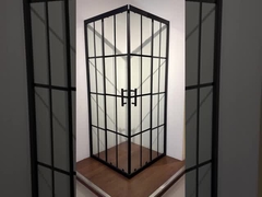 5/6mm اندازه شیشه مربع حمام محفظه با خطوط سیاه قاب برای حمام مدرن