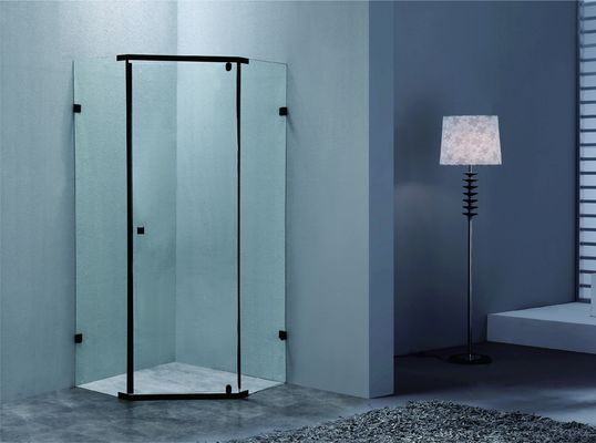محفظه دوش گوشه ای با شیشه گرم 6mmT سیاه SS دسته و میله