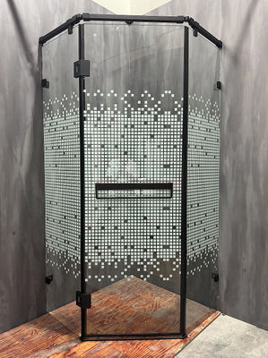 Customizable Shower Enclosure With Matt Black Profile And Printing Glass For Luxurious